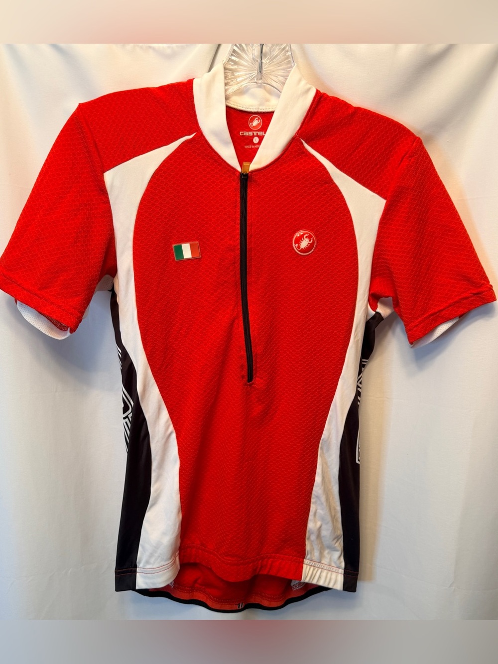 Castelli Fuga FZ Italy Men’s Large Pro Bike Cycling Half Zip Jersey Shirt Red